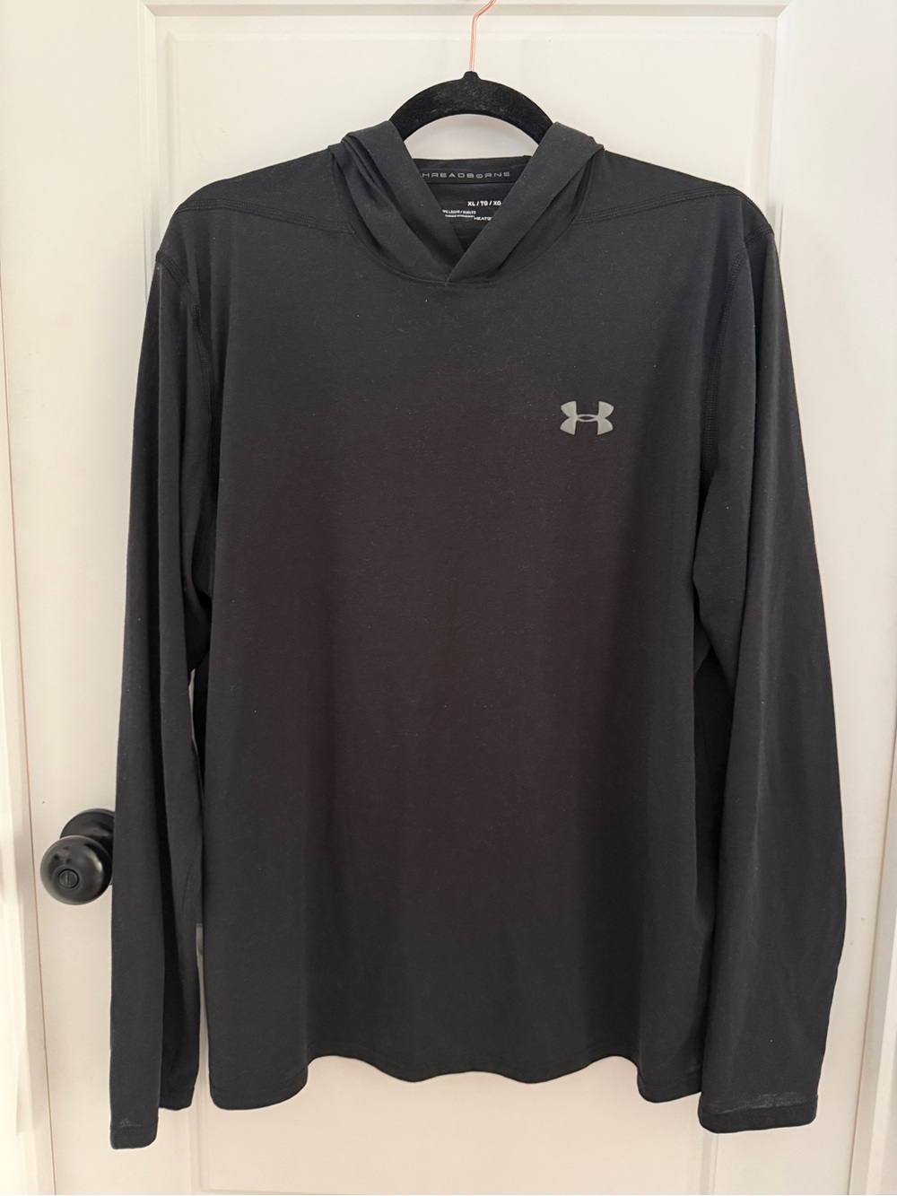 Under Armour Men’s Threadborne Black Hooded Long-Sleeve Training Top